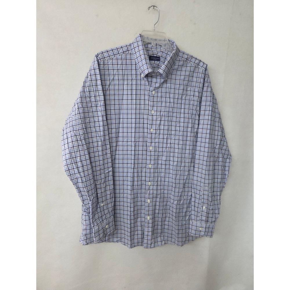 Proper Cloth Button Down Shirt Mens XL Blue White Check Long Sleeve Cotton